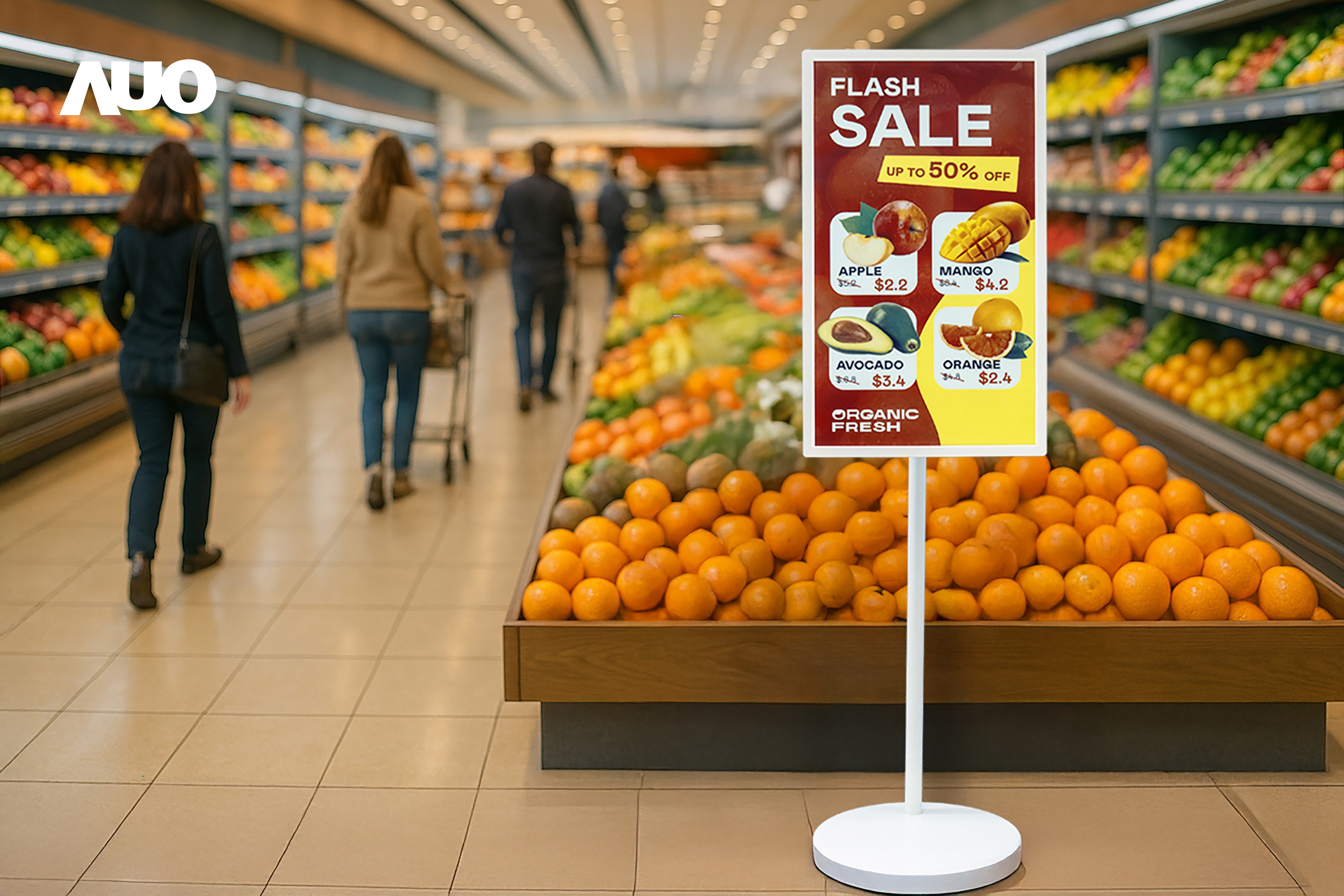 達擎首亮相低功耗、全彩的「aecoPost電子紙解決方案」，僅在更新畫面時需要微量的電力驅動，無需佈建電線的便捷設計，使其可靈活應用、隨意置放，並可透過雲端或行動裝置app，輕鬆管理及排程廣告內容，晉升店頭行銷利器。